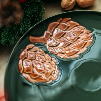 Новый год! Блюдо новогоднее керамическое &laquo;Зимний лес&raquo;, 27 см, цвет зелёный