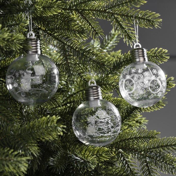 Набор ёлочных шаров «Игра искр» 3 шт., батарейки, 1 LED, свечение тёплое белое Набор ёлочных шаров «Игра искр» 3 шт., батарейки, 1 LED, свечение тёплое белое