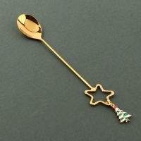 Ложка новогодняя с акриловым подвесом «Сказочных впечатлений», на Новый год, нержавеющая сталь, 3 х 15,5 см Ложка новогодняя с акриловым подвесом «Сказочных впечатлений», на Новый год, нержавеющая сталь, 3 х 15,5 см