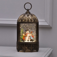 Светодиодная фигура &laquo;Фонарь с детьми и снеговиком&raquo; 13 &times; 25.5 &times; 8 см, пластик, батарейки ААх3 (не в комплекте), USB, свечение тёплое белое