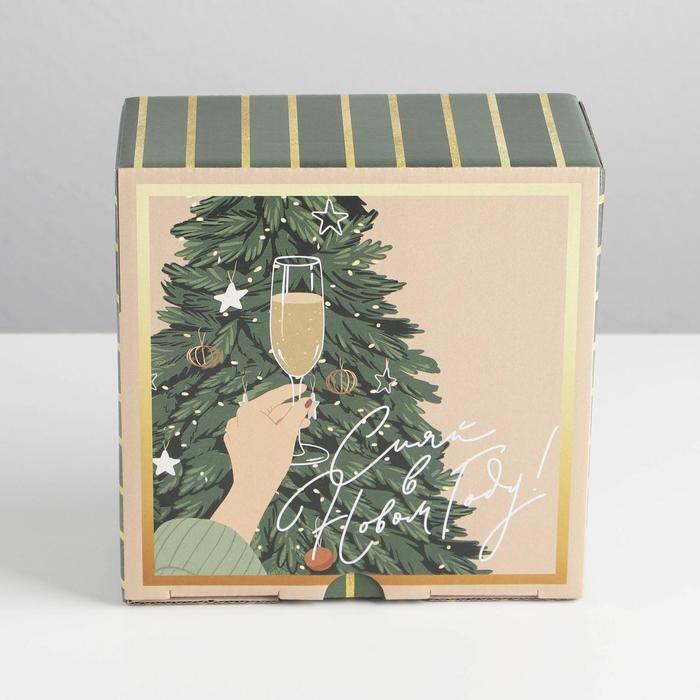 Коробка подарочная новогодняя складная &laquo;Сияй&raquo;, 15 х 15 х 7 см, Новый год