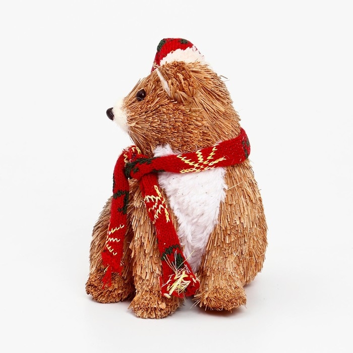 Декоративный сувенир из природных материалов &laquo;Мишка в шарфике и колпаке&raquo; 15 &times; 17 &times; 20 см