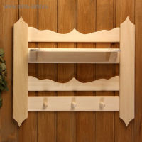 Полка вешалка резная, 3 крючка, 55&times;50&times;12 см