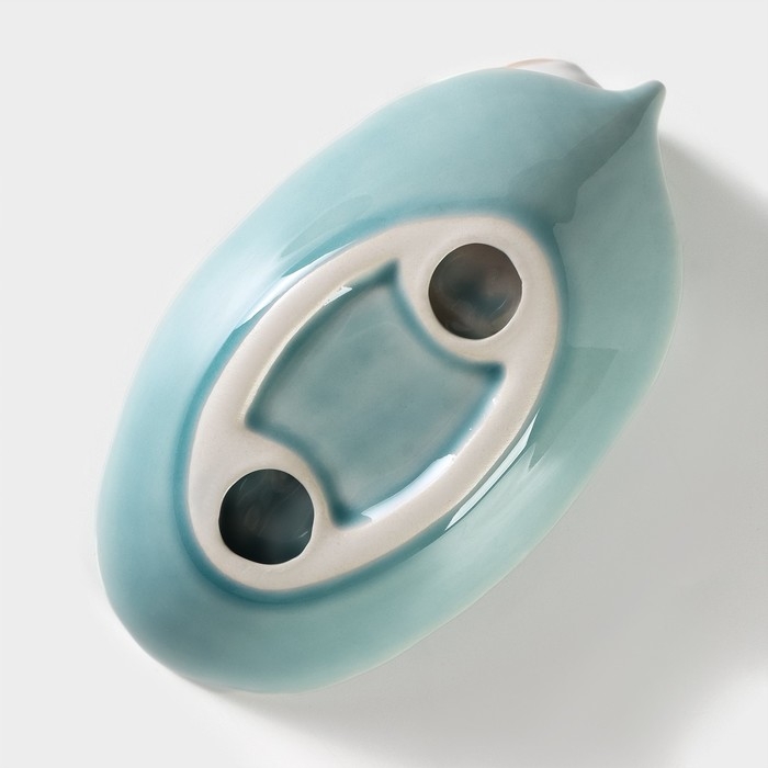 Блюдо керамическое сервировочное &laquo;Птичка на листочке&raquo;, 15,5&times;8,5 см, цвет голубой