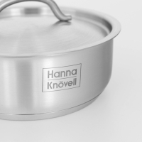 Сотейник из нержавеющей стали с крышкой Hanna Kn&ouml;vell, 1,2 л, d=16 см, h=6,5 см, толщина стенки 0,8 мм, индукция