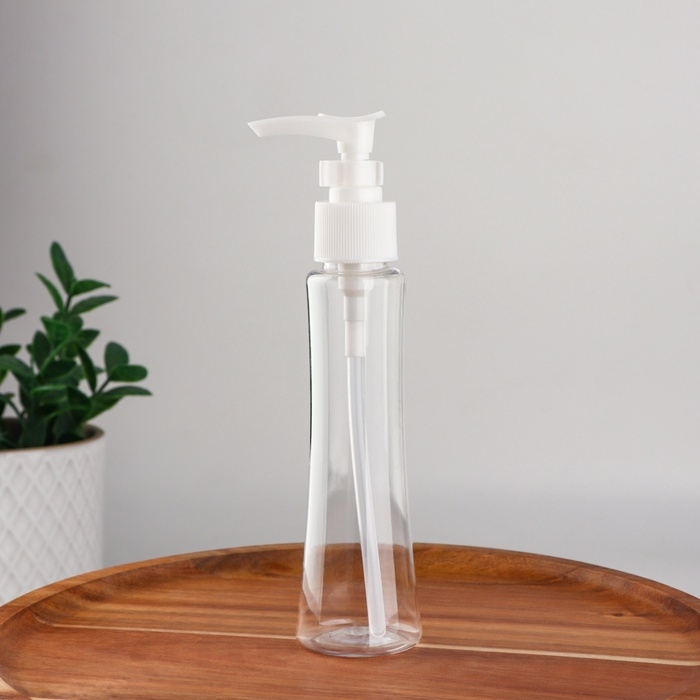 Бутылочка для хранения, с дозатором, 100 мл, цвет белый/прозрачный Бутылочка для хранения, с дозатором, 100 мл, цвет белый/прозрачный