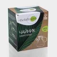 Чайник заварочный стеклянный с бамбуковой крышкой и металлическим фильтром BellaTenero &laquo;Эко&raquo;, 1,8 л