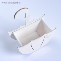 Кашпо деревянное "Зонтик с подвесом", белый, 19&times;9&times;21.5 см