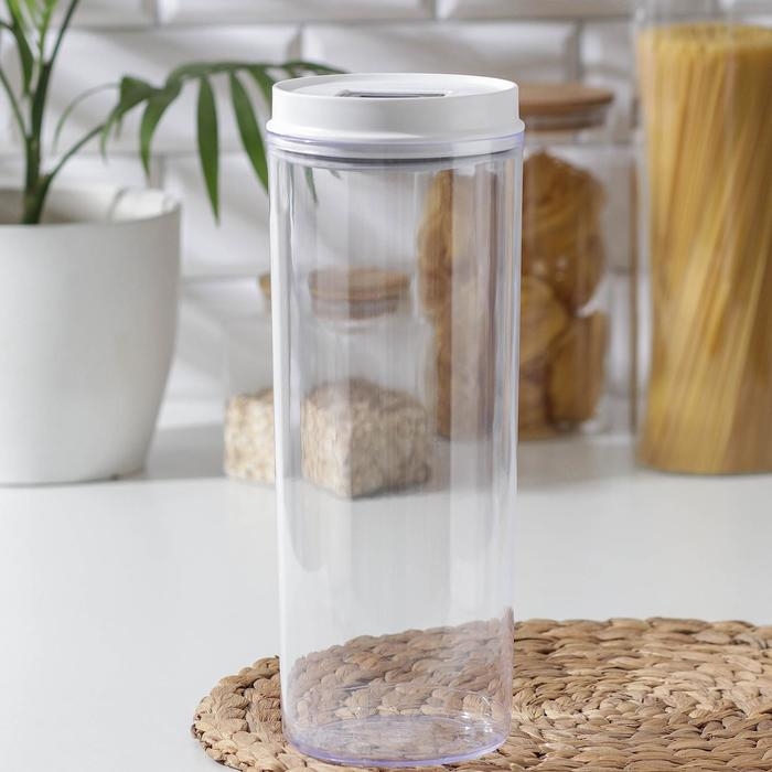 Банка пластиковая для сыпучих продуктов с мерной ложкой, 800 мл, 13,5&times;10&times;15 см, цвет МИКС