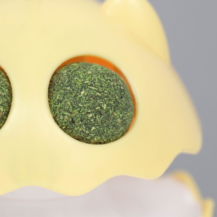 Игрушка-неваляшка с кошачьей мятой и пером, 9,5 см, жёлтая Игрушка-неваляшка с кошачьей мятой и пером, 9,5 см, жёлтая