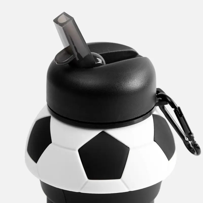 Складная бутылка для воды Football Flex, белая с черным Складная бутылка для воды Football Flex, белая с черным