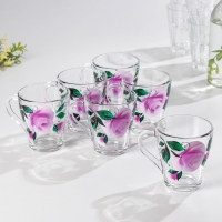 Набор кружек «Розовые лепестки», 250 мл, в подарочной упаковке, 6 шт, микс Набор кружек «Розовые лепестки», 250 мл, в подарочной упаковке, 6 шт, микс