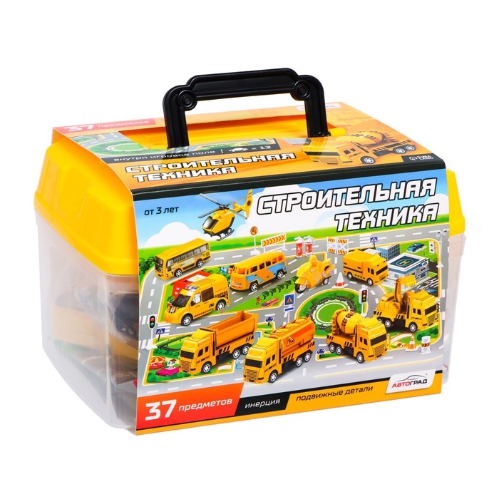 Набор игровой &laquo;Строительная техника&raquo;, машинки 12 штук, дорожные знаки, игровое поле