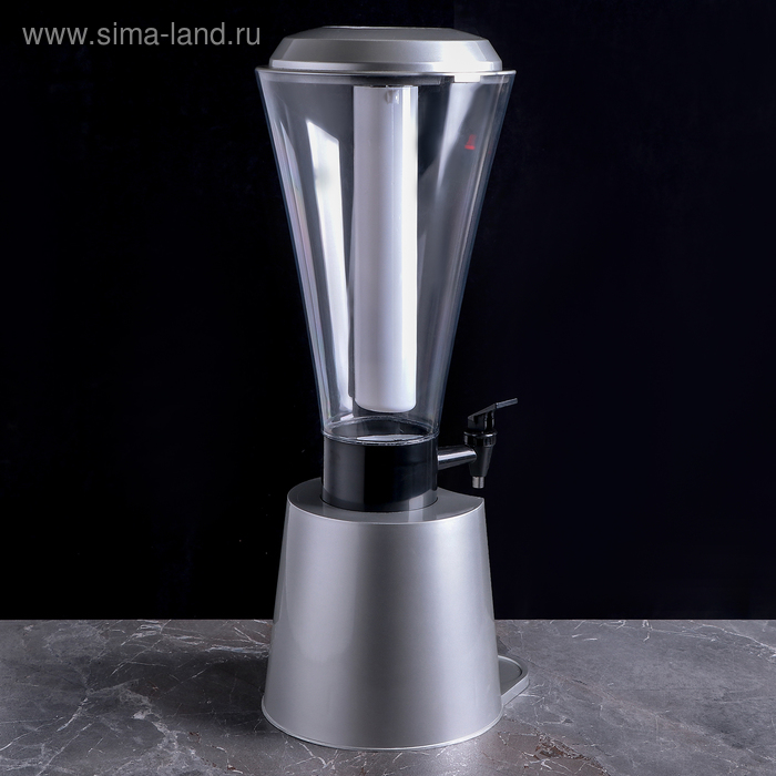 Башня пивная &laquo;Металлик&raquo;, 3 л, колба с подсветкой, 2 батарейки, цвет серебристый