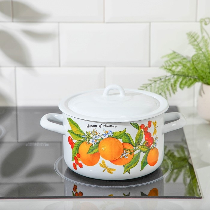 Кастрюля эмалированная цилиндрическая, 2,9 л, рисунок МИКС Кастрюля эмалированная цилиндрическая, 2,9 л, рисунок МИКС