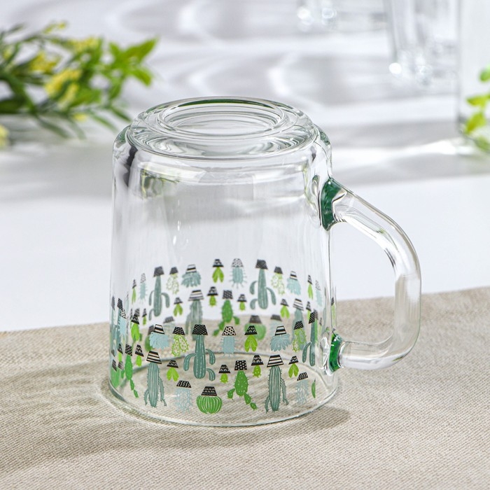 Кружка стеклянная для чая &laquo;Кактусы&raquo;, 250 мл