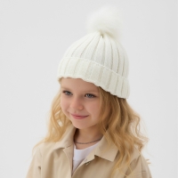 Шапка для девочки MINAKU "Блестящая", р-р 50-52, цв. экрю Шапка для девочки MINAKU "Блестящая", р-р 50-52, цв. экрю