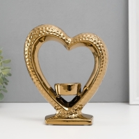 Подсвечник керамика на 1 свечу "Сердце на подставке" d=4 см золото 17х5,5х19,5 см Подсвечник керамика на 1 свечу "Сердце на подставке" d=4 см золото 17х5,5х19,5 см