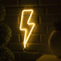 Неоновая вывеска «Молния» 13 × 33.5 см, батарейки ААх3 (не в комплекте), USB, свечение тёплое белое Неоновая вывеска «Молния» 13 × 33.5 см, батарейки ААх3 (не в комплекте), USB, свечение тёплое белое