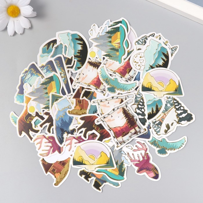 Наклейки для творчества Наклейки для творчества "Природа" тиснение золото набор 48 шт 9х7х0,8 см