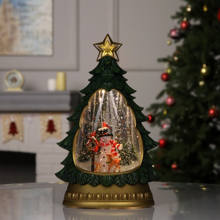 Фигура светодиодная &laquo;Новогодние мотивы&raquo;, 31.2х9.5х20.2 см, музыка, батарейки ААх3 (не в комплекте), USB, свечение тёплое белое