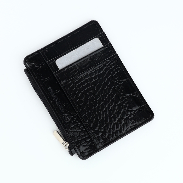 Визитница кожаная, TEXTURA, 8 карт, цвет чёрный