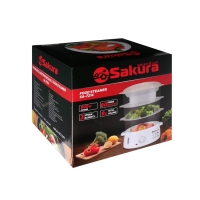 Пароварка Sakura SA-7214, электрическая, 800 Вт, 9 л, 3 яруса, белая Пароварка Sakura SA-7214, электрическая, 800 Вт, 9 л, 3 яруса, белая