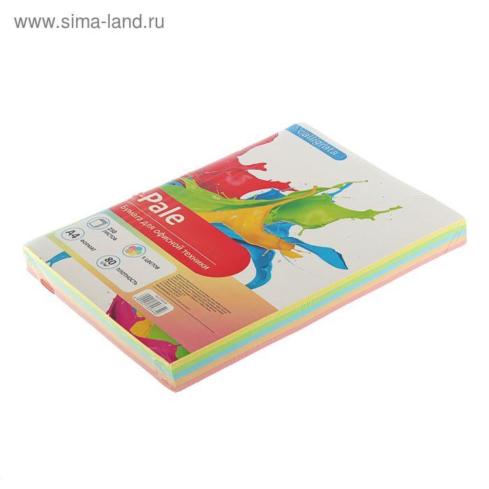 Бумага цветная А4, 250 листов Calligrata Пастель, 5 цветов, 80 г/м&sup2;