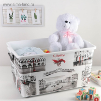 Контейнер для хранения с крышкой &laquo;Венеция&raquo;, 50 л, 62,5&times;39&times;33 см, на колёсиках, цвет белый