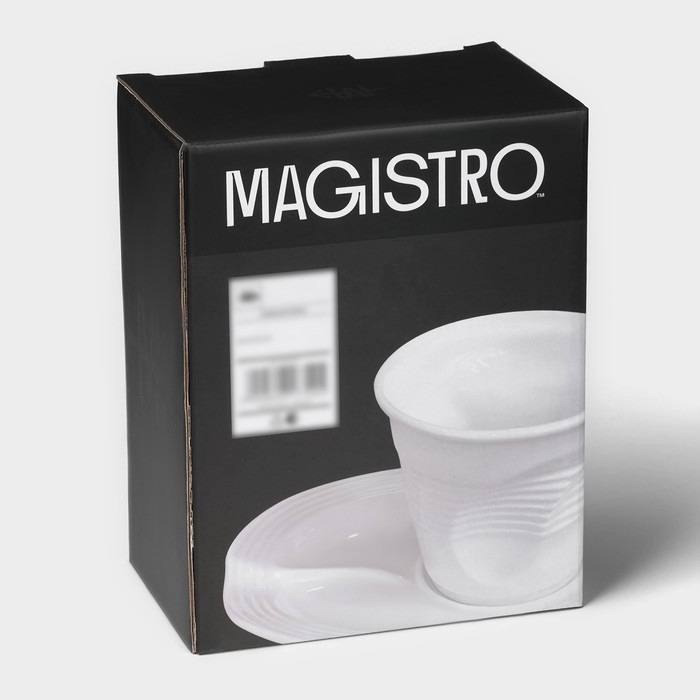 Чайная пара фарфоровая Magistro &laquo;Бланш&raquo;, 2 предмета: чашка 300 мл, блюдце, цвет белый