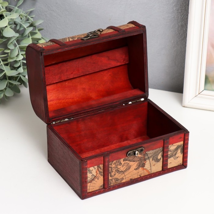 Шкатулка дерево состаренная Шкатулка дерево состаренная "Карта путешественника" сундучок 11х17,5х11,5 см, МИКС