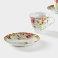 Сервиз чайный керамический Доляна &laquo;Садовый дворик&raquo;, 4 предмета: 2 чашки 200 мл, 2 блюдца d=14 см