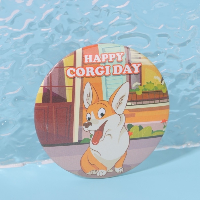 Зеркало карманное &laquo;Корги&raquo;, d = 7 см, разноцветное