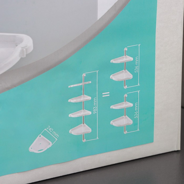 Полка угловая 4-х ярусная «Элансия», 24×24×98,2 см, цвет белый Полка угловая 4-х ярусная «Элансия», 24×24×98,2 см, цвет белый