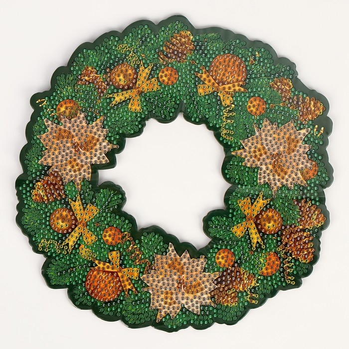 Алмазная мозаика на новый год с полным заполнением на фигурке. Новогодний венок «Зимняя сказка», 20 х 20 см, новогодний набор для творчества Алмазная мозаика на новый год с полным заполнением на фигурке. Новогодний венок «Зимняя сказка», 20 х 20 см, новогодний набор для творчества