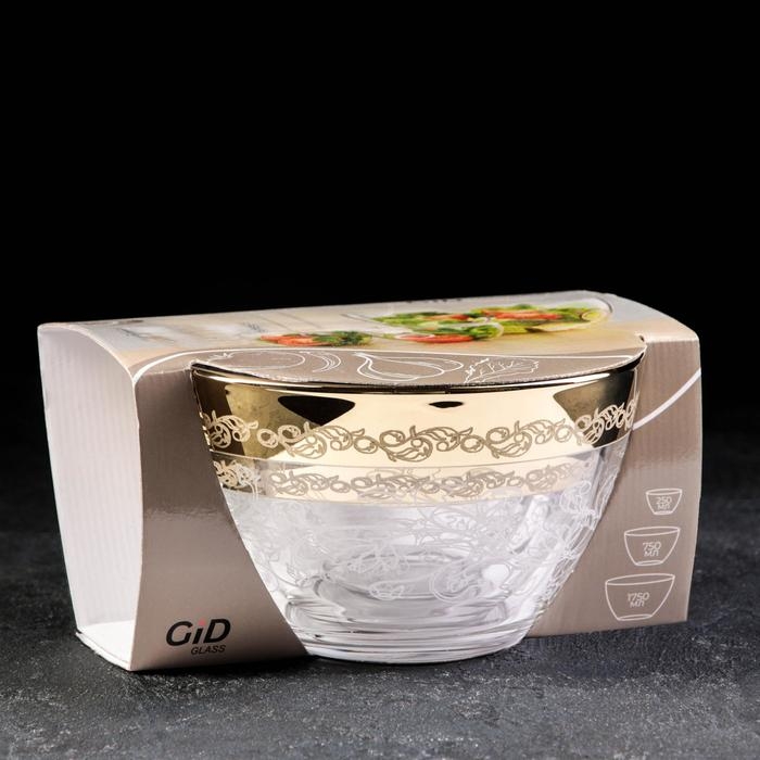 Набор салатников &laquo;Флора&raquo;, 3 предмета: 0,25 л, 0,8 л, 1,75 л, с гравировкой, цвет напыления золотой