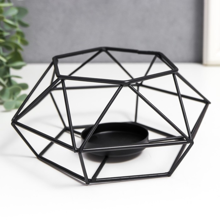 Подсвечник металл на 1 свечу Подсвечник металл на 1 свечу "Шестигранник" чёрный 12х13,5х6 см