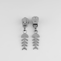 Бегунок автоматический для металлической молнии, №5, декоративный &laquo;Рыба&raquo;, 10 шт, цвет никель