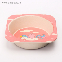 Набор бамбуковой посуды &laquo;Единорог&raquo;, тарелка, миска, стакан, приборы, 5 предметов