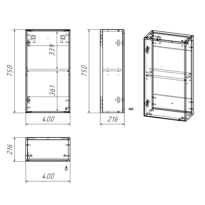 Шкаф навесной Spectrum 40, 40 х 21,6 х 75 см, фасад МДФ Шкаф навесной Spectrum 40, 40 х 21,6 х 75 см, фасад МДФ