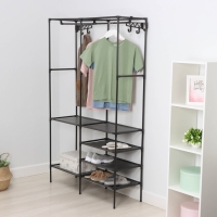 Вешалка - стойка напольная для одежды LaDо́m, с полками для хранения, 107&times;35&times;173 см, цвет чёрный