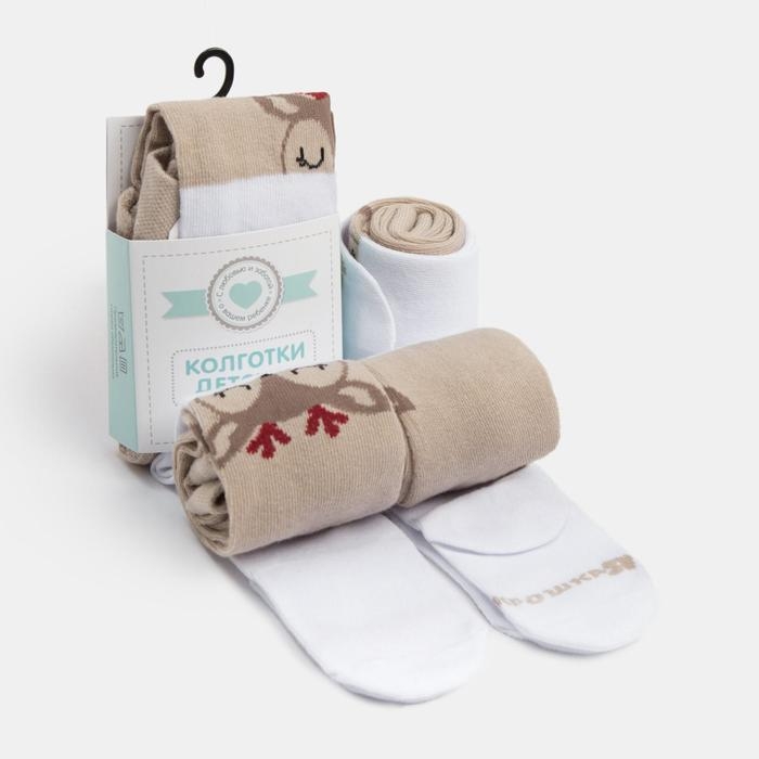 Новый год.Колготки Крошка Я Новый год.Колготки Крошка Я "Олень", бежевый, рост 74-80 см