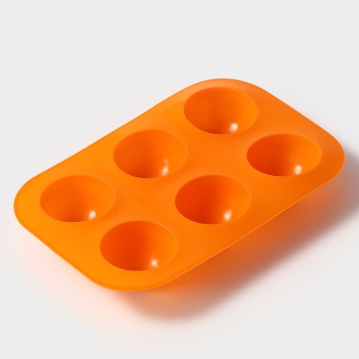 Форма для выпечки Доляна «Полусферы», силикон, 24×16 см, 6 ячеек, d=5,5 см, цвет МИКС Форма для выпечки Доляна «Полусферы», силикон, 24×16 см, 6 ячеек, d=5,5 см, цвет МИКС