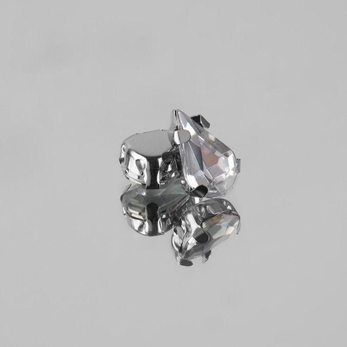 Стразы пришивные &laquo;Капля&raquo;, в оправе, 6 &times; 10 мм, 50 шт, цвет белый