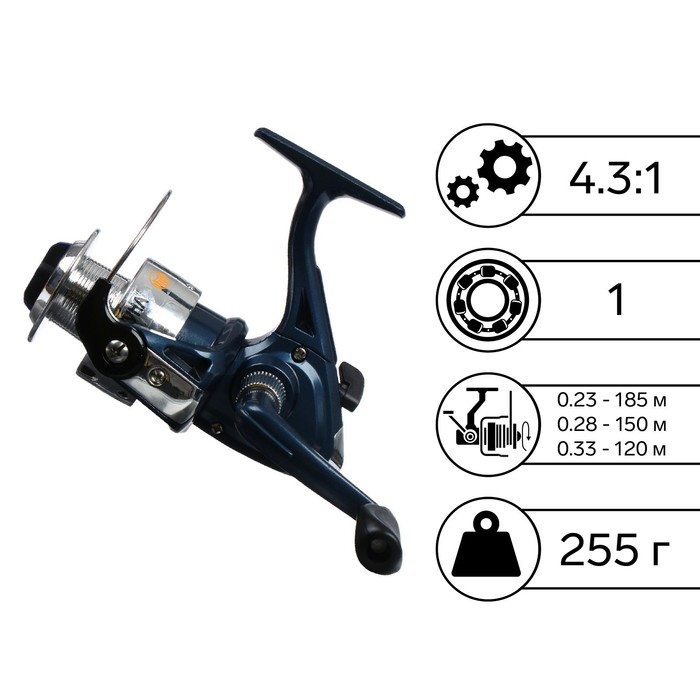 Катушка б/и Катушка б/и "Фортуна" 4000, 1 подшипник, 4.3:1, передний фрикцион