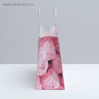 Пакет подарочный крафтовый, упаковка, &laquo;Пионы&raquo;, 25 х 22 х 12 см