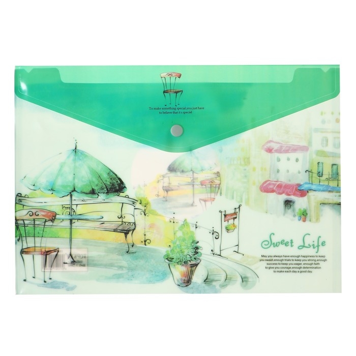 Набор папок-конвертов на кнопке А4, 160 мкр, 12 штук, Набор папок-конвертов на кнопке А4, 160 мкр, 12 штук, "Пейзажи"