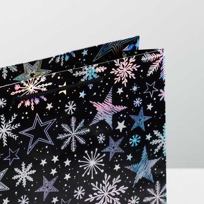 Пакет голографический вертикальный &laquo;Волшебного Нового года&raquo;, M 26 x 30 х 9 см , Новый год