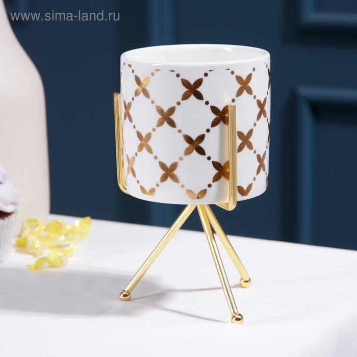 Конфетница керамическая &laquo;Клевер&raquo;, 220 мл, 8,5&times;14 см, цвет белый