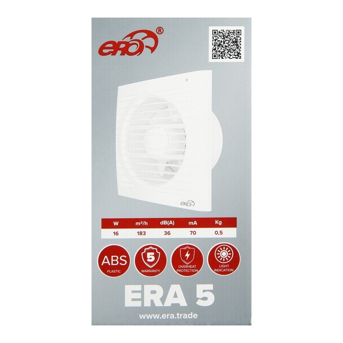 Вентилятор вытяжной ERA 5S, 175х175 мм, d=125 мм Вентилятор вытяжной ERA 5S, 175х175 мм, d=125 мм